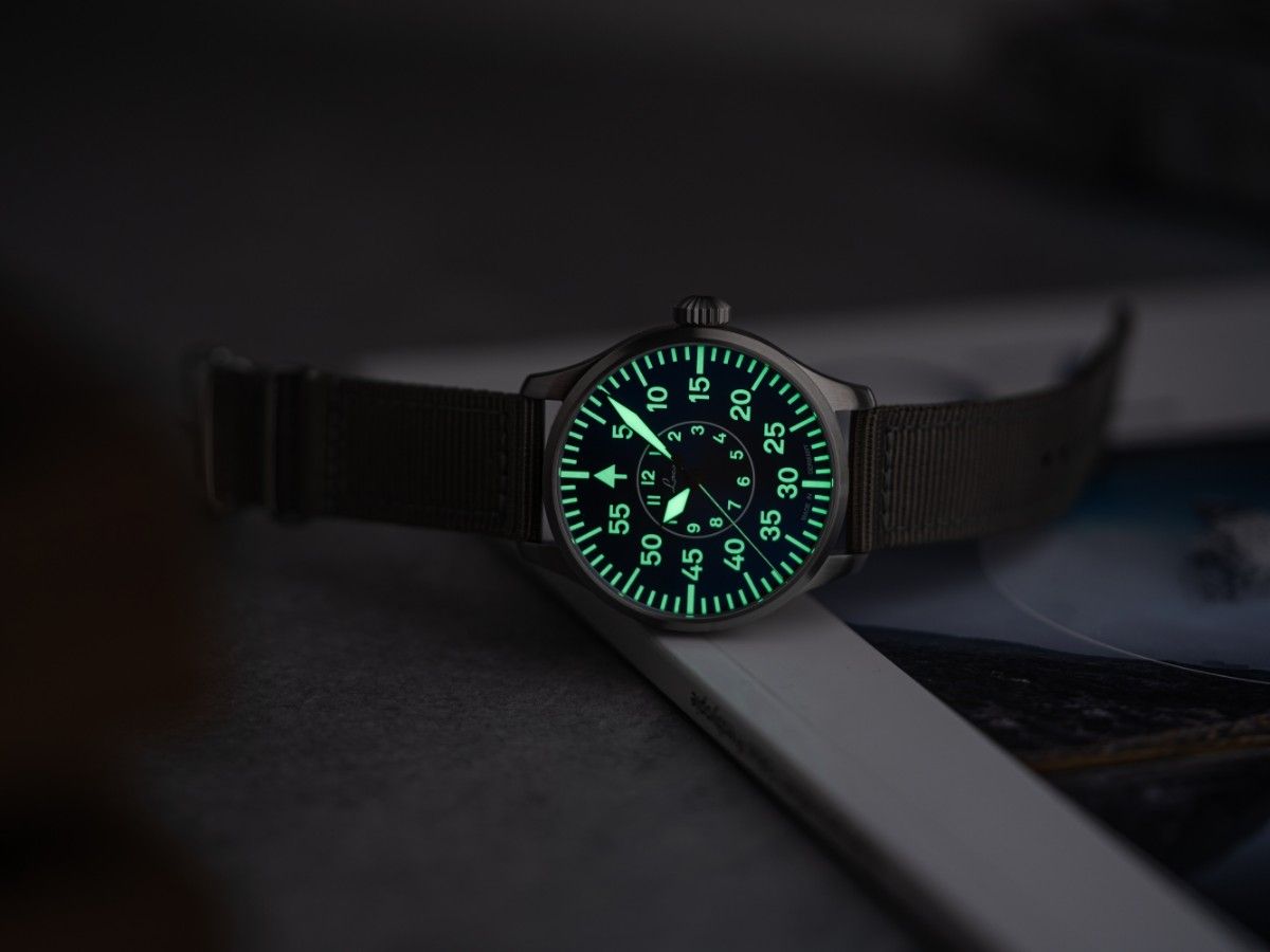 Laco Pilot Watches BASIC Aachen Blaue Stunde 42 Blue Dial Grey Nylon Strap 862101.2