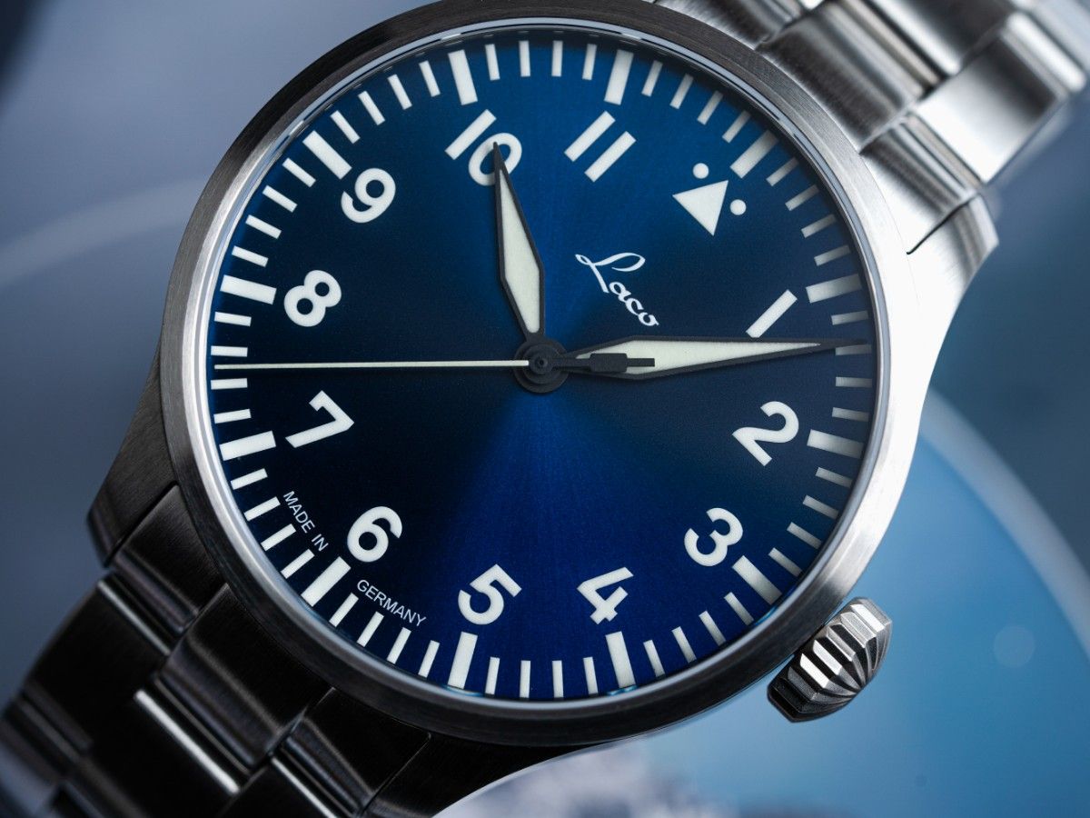 Laco Pilot Watches BASIC Augsburg Blaue Stunde 42 MB Automatic Stainless Steel Bracelet 862100.2.MB