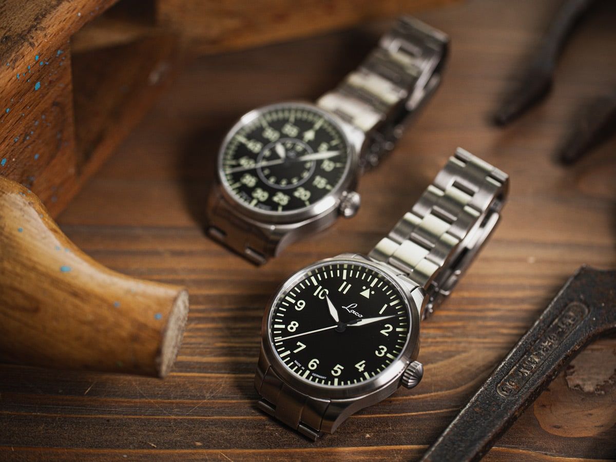 Laco Pilot Watches BASIC Augsburg 39 MB Automatic Black Dial Stainless Steel Bracelet 862140