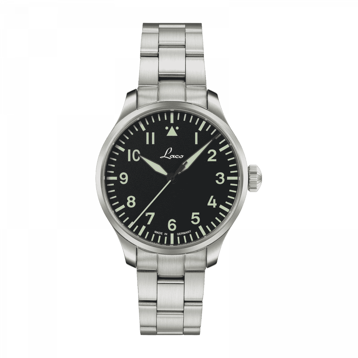 Laco Pilot Watches BASIC Augsburg 39 MB Automatic Black Dial Stainless Steel Bracelet 862140