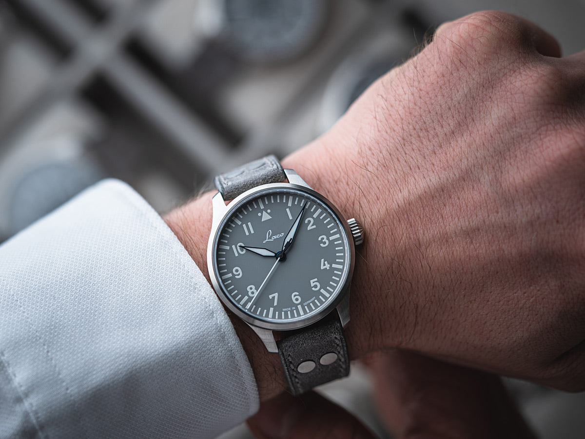 Laco Pilot Watches Basic Augsburg Grau Leather 39mm 862161