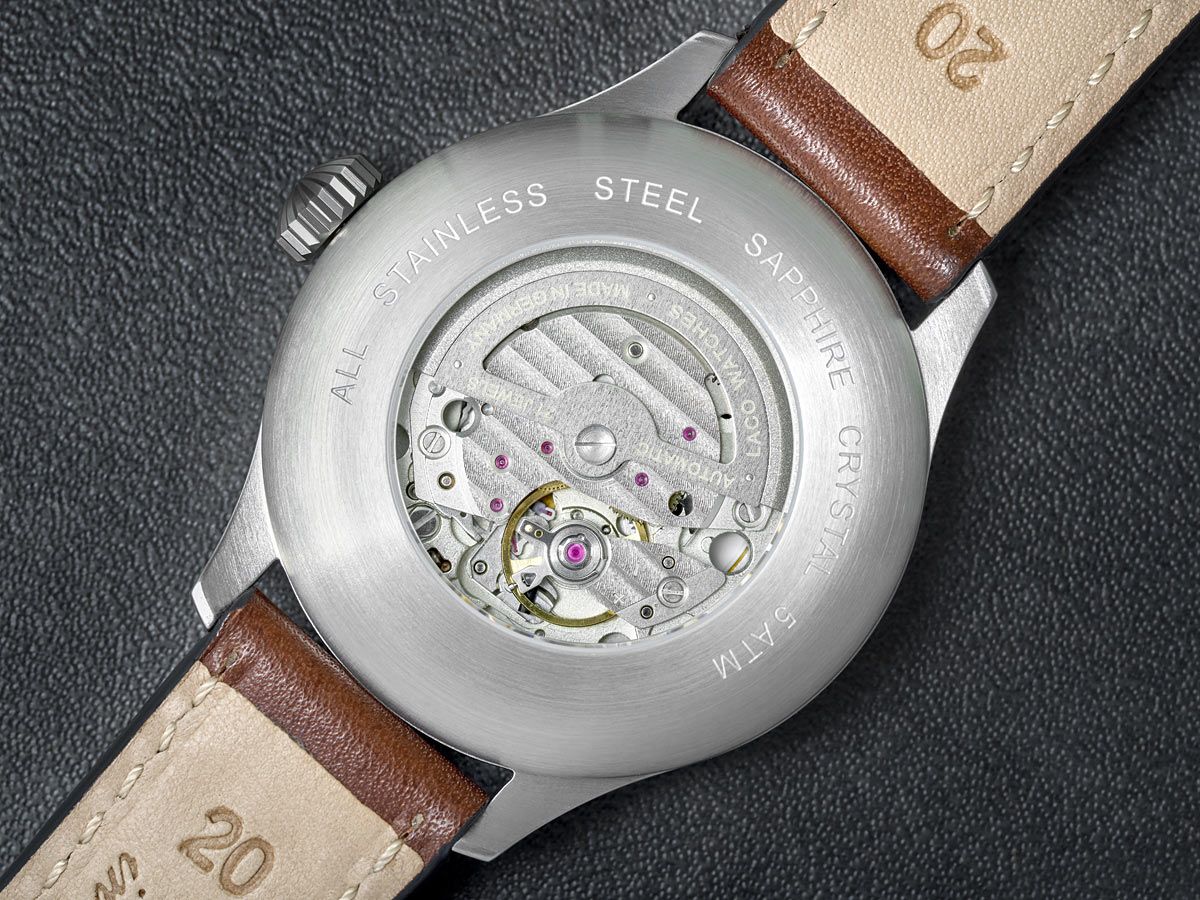 Laco Pilot Watches Basic Aachen 39 Black B Dial Brown Leather Strap 861990