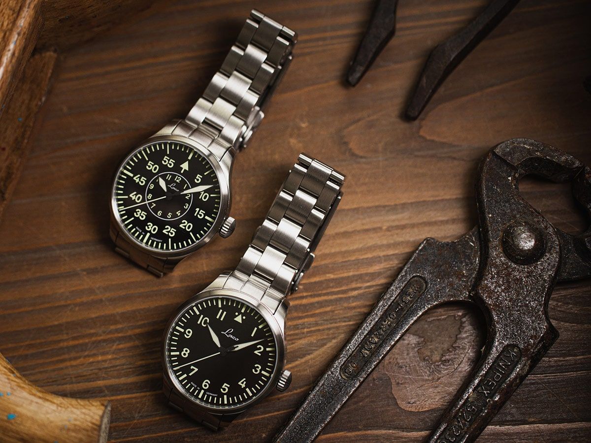 Laco Pilot Watches BASIC Aachen 39 MB Black B Dial Steel Bracelet 862139