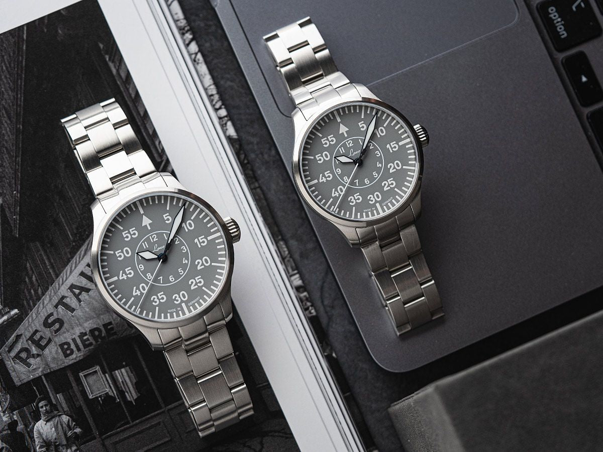 Laco Pilot Watches BASIC Aachen Grau 39 MB Automatic Stainless Steel Bracelet 862162.MB
