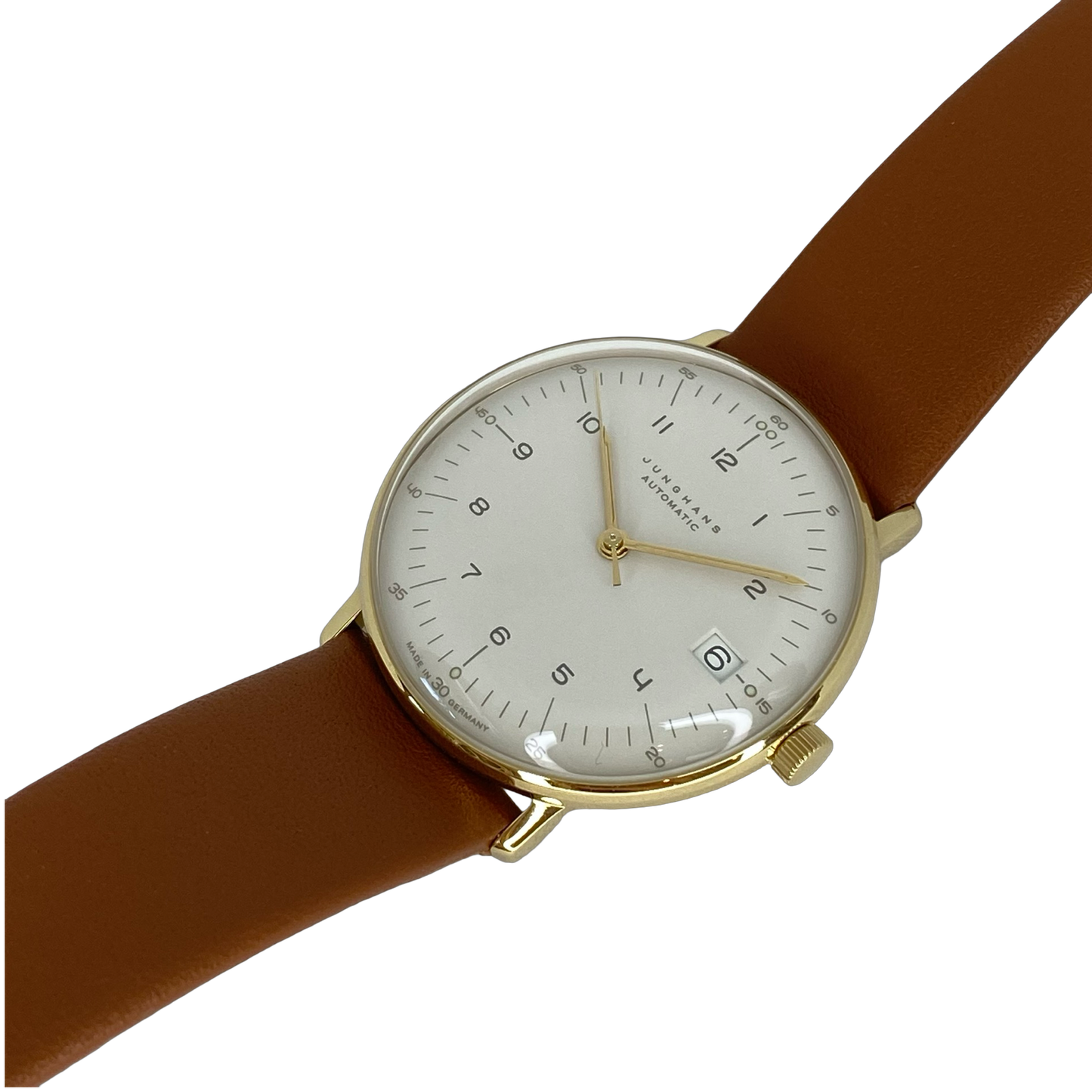 Junghans  Max Bill Automatic Date 34mm Silver Dial Brown Leather  27/7108.02