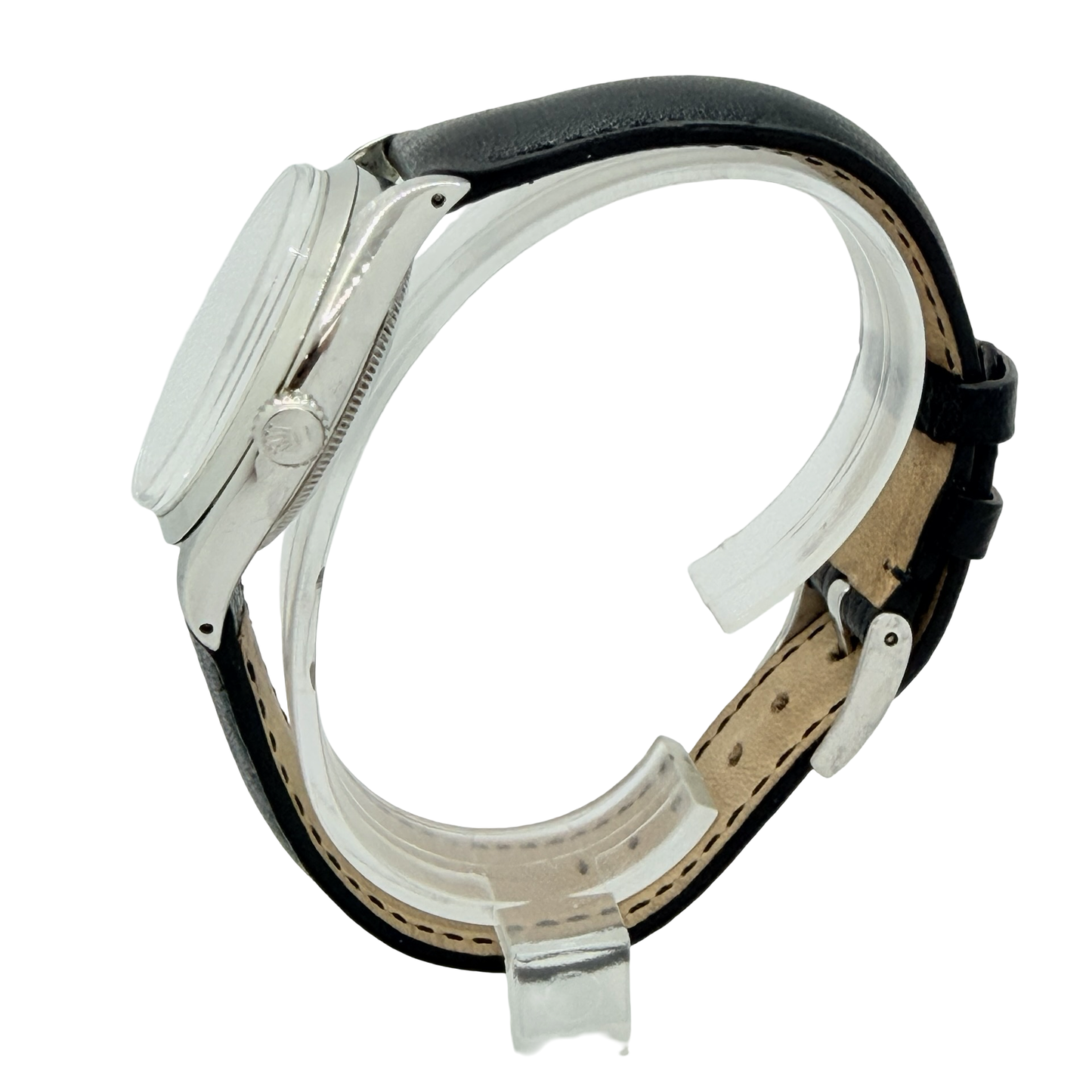 Rolex Oyster Perpetual 34mm White Dial Black Leather Strap Ref.6564 C.1957