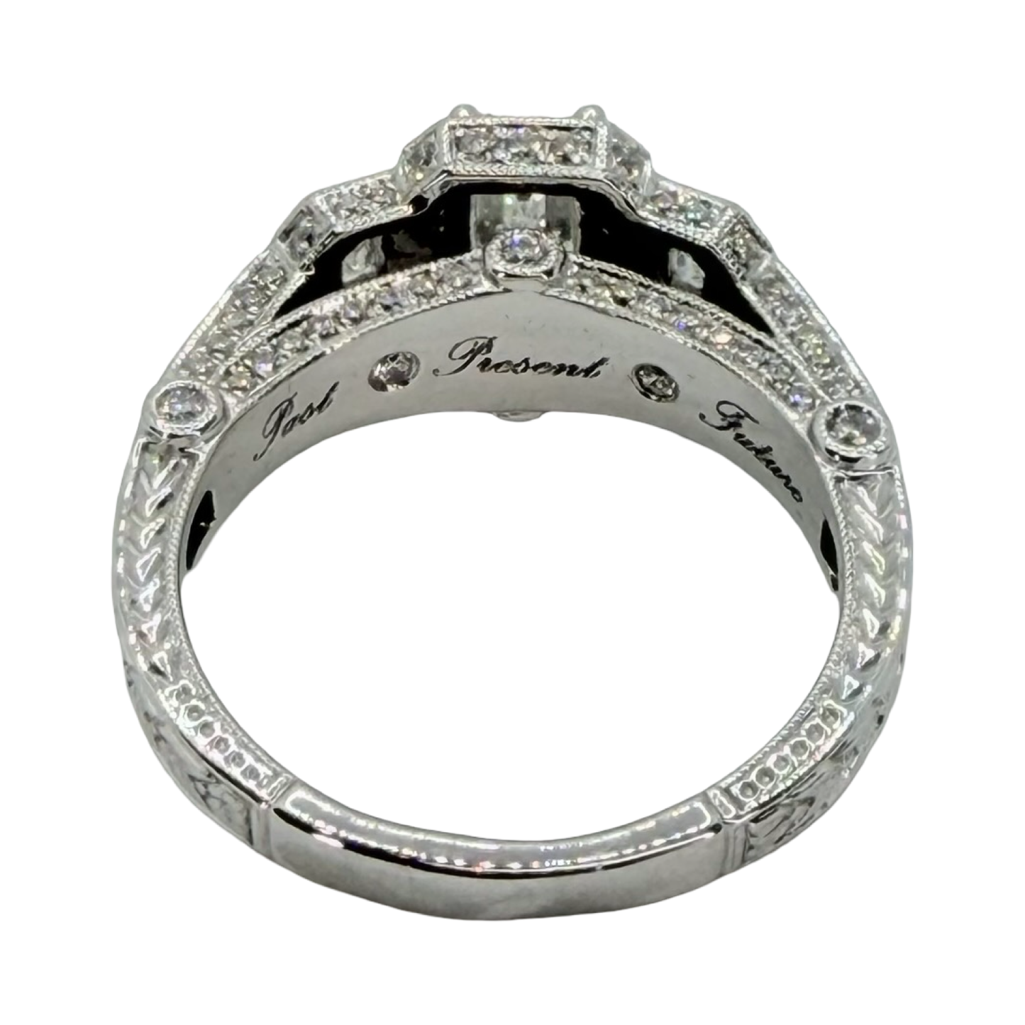 14K White Gold Emerald Cut Diamond Ring 2.00 Carats TW