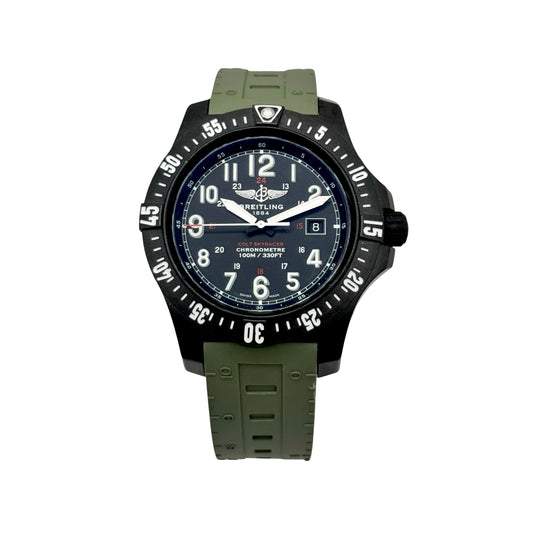 Breitling Colt Skyracer SuperQuartz Black Dial Green Strap Ref X74320E4/BF87-298S