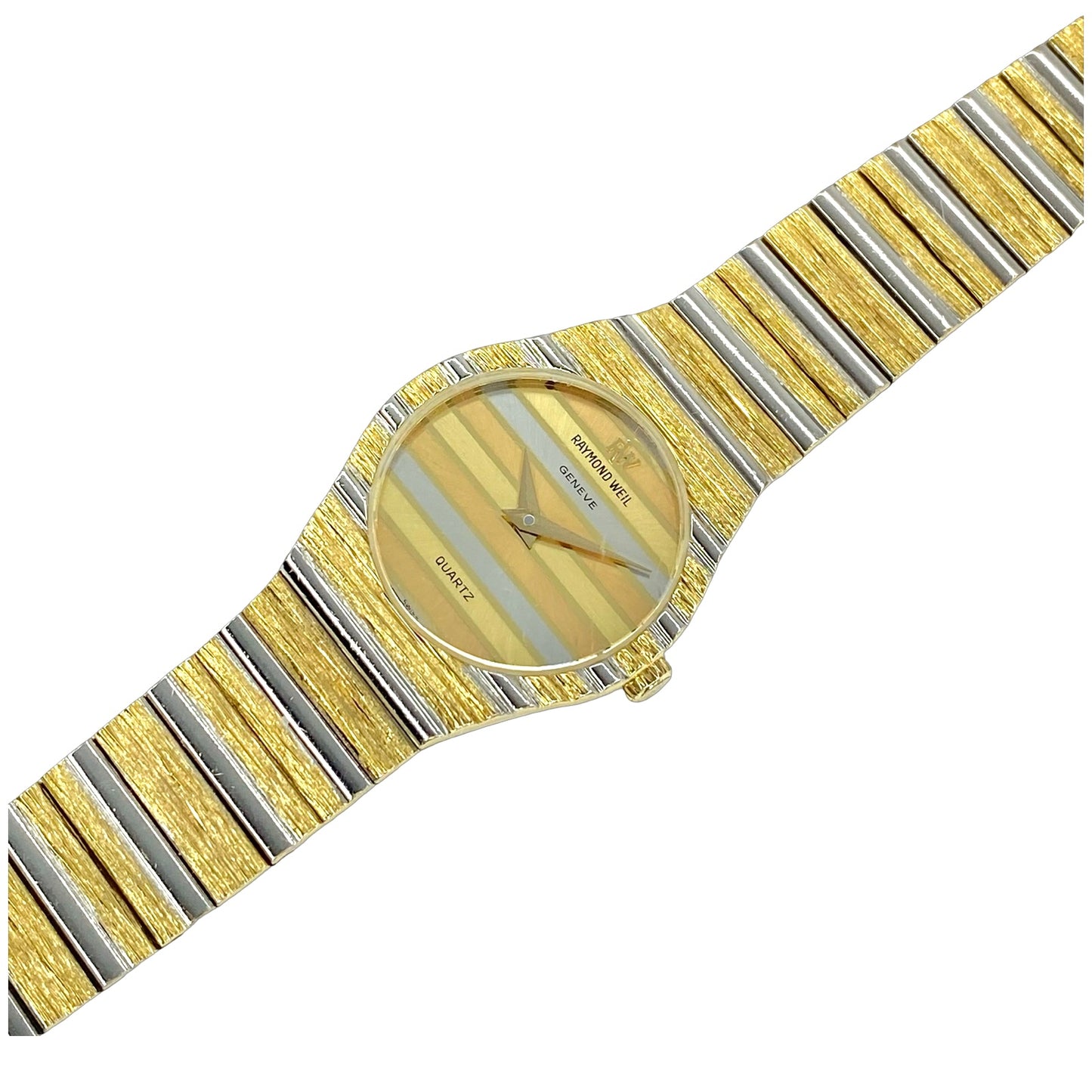 Raymond Weil Polo Geneve 18K Gold Electroplated Tri Color Dial 25mm Quartz Watch 9022