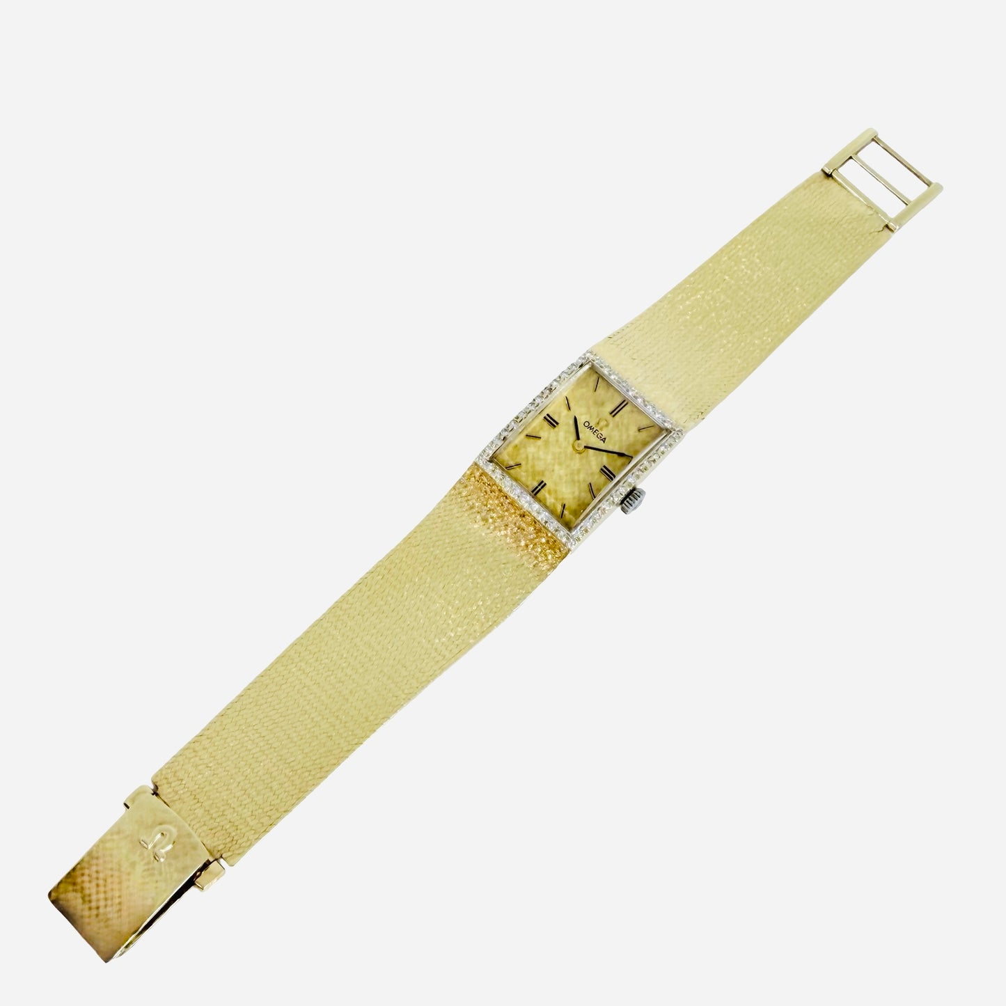 Omega Tank 14K Yellow Gold Manual Wind Diamond Bezel DD6846