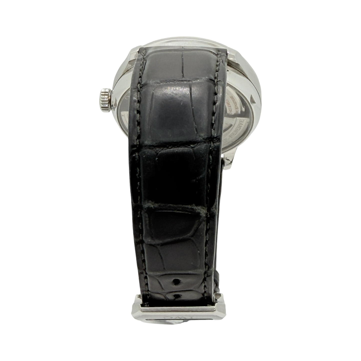 IWC Schaffhausen Portugieser 7 Day Power Reserve Silver Dial Black Leather Strap IW500114