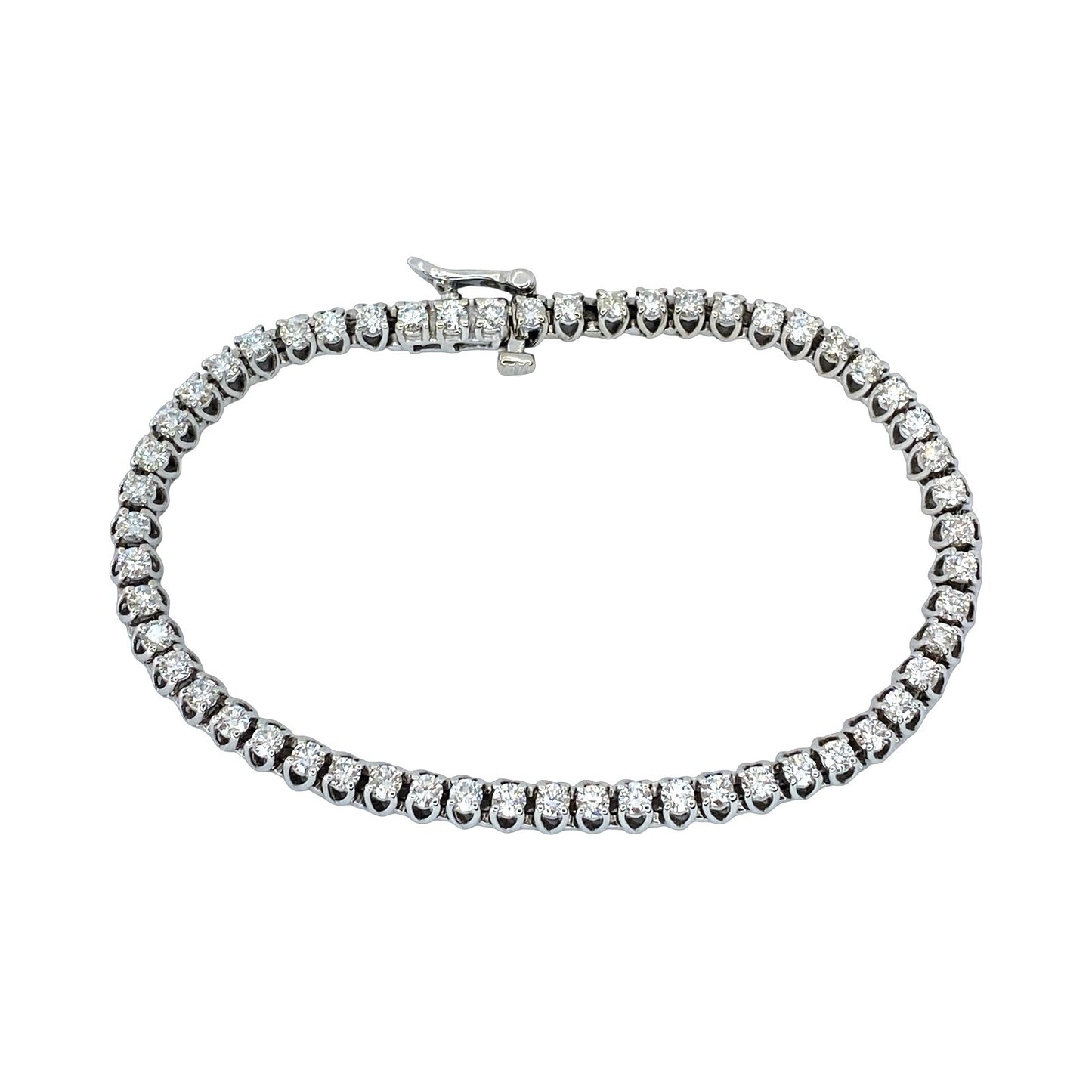 Estate Jewelry 14K White Gold Diamond Tennis Bracelet 4.40 Carats G,SI1