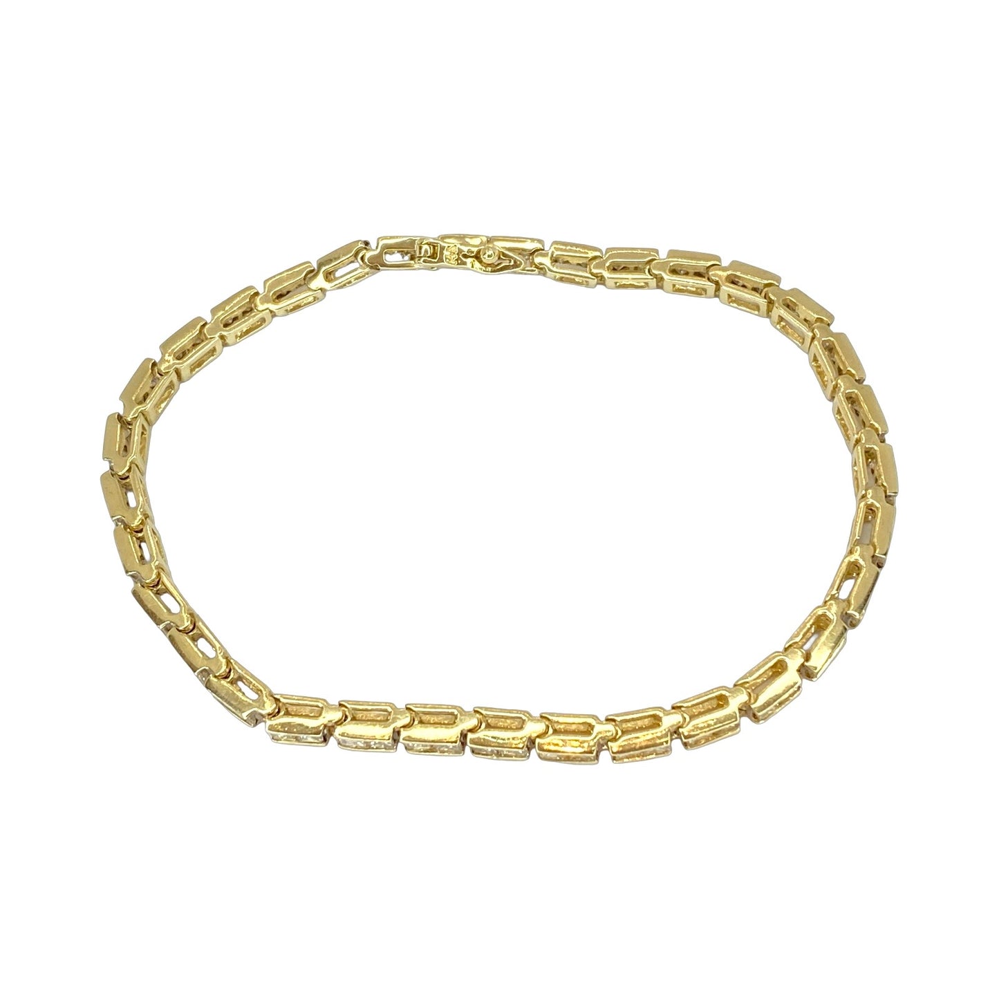 Estate Jewelry 14K Yellow Gold 3.80 Carats Princess Cut Channel Set Tennis Bracelet