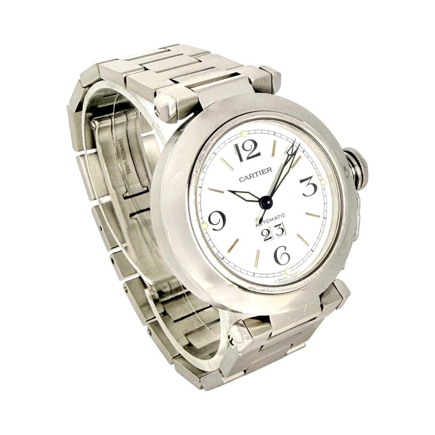 Cartier Pasha C Big Date 35mm Automatic White Dial Stainless Steel 2475