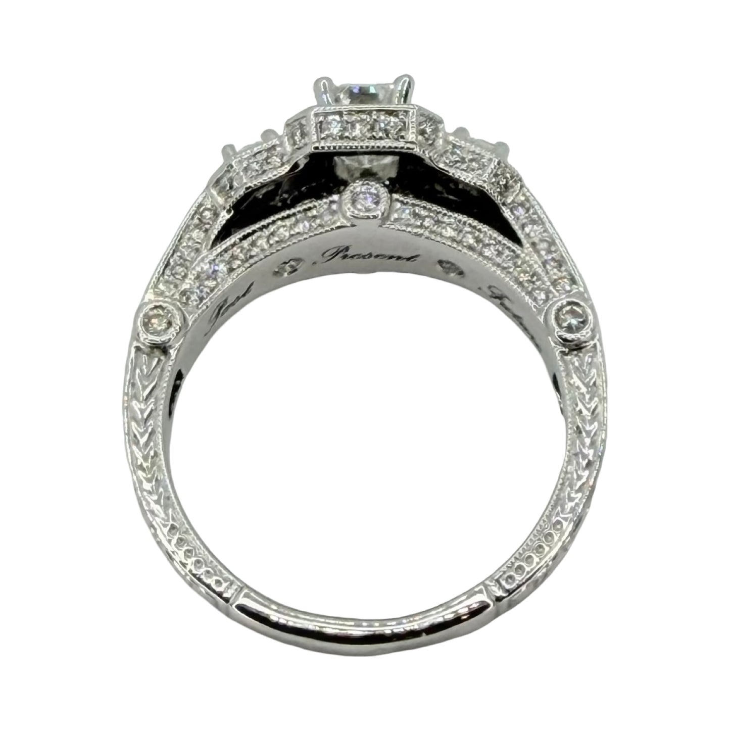 14K White Gold Emerald Cut Diamond Ring 2.00 Carats TW