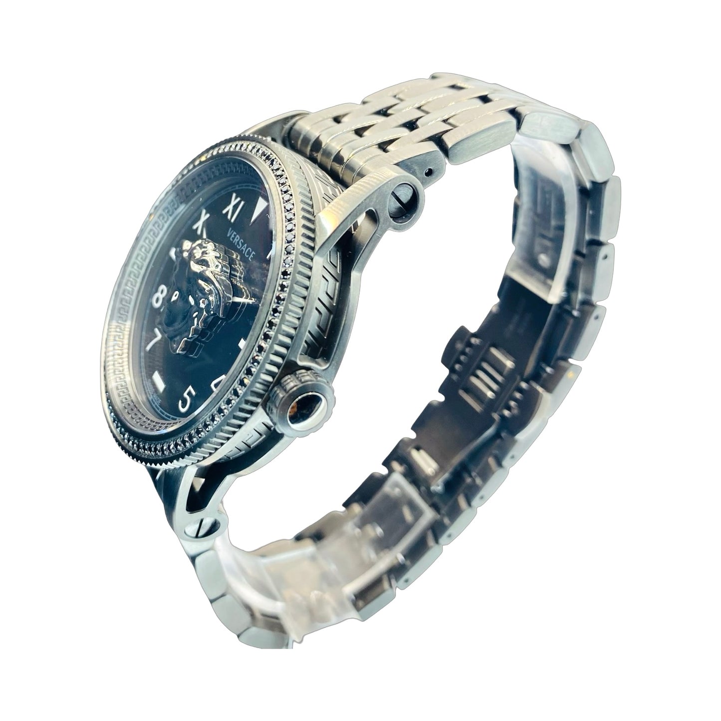 Versace V-Palazzo Quartz Black Ion Plated Stainless Steel with Diamond Bezel VE2V00922