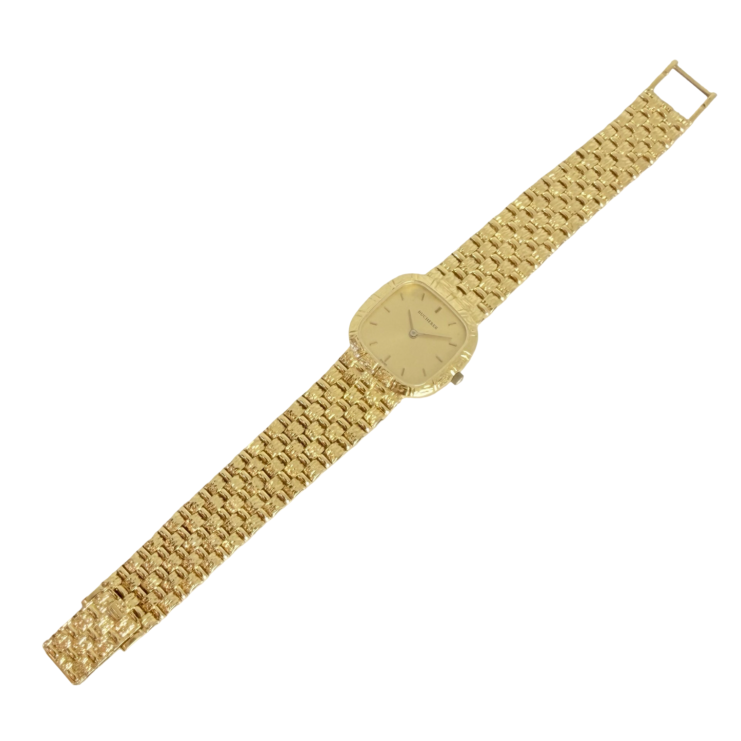 Bucherer Women's Cushion Bark 18K Yellow Gold Quartz with Bark Integrated Bracelet 8325-5