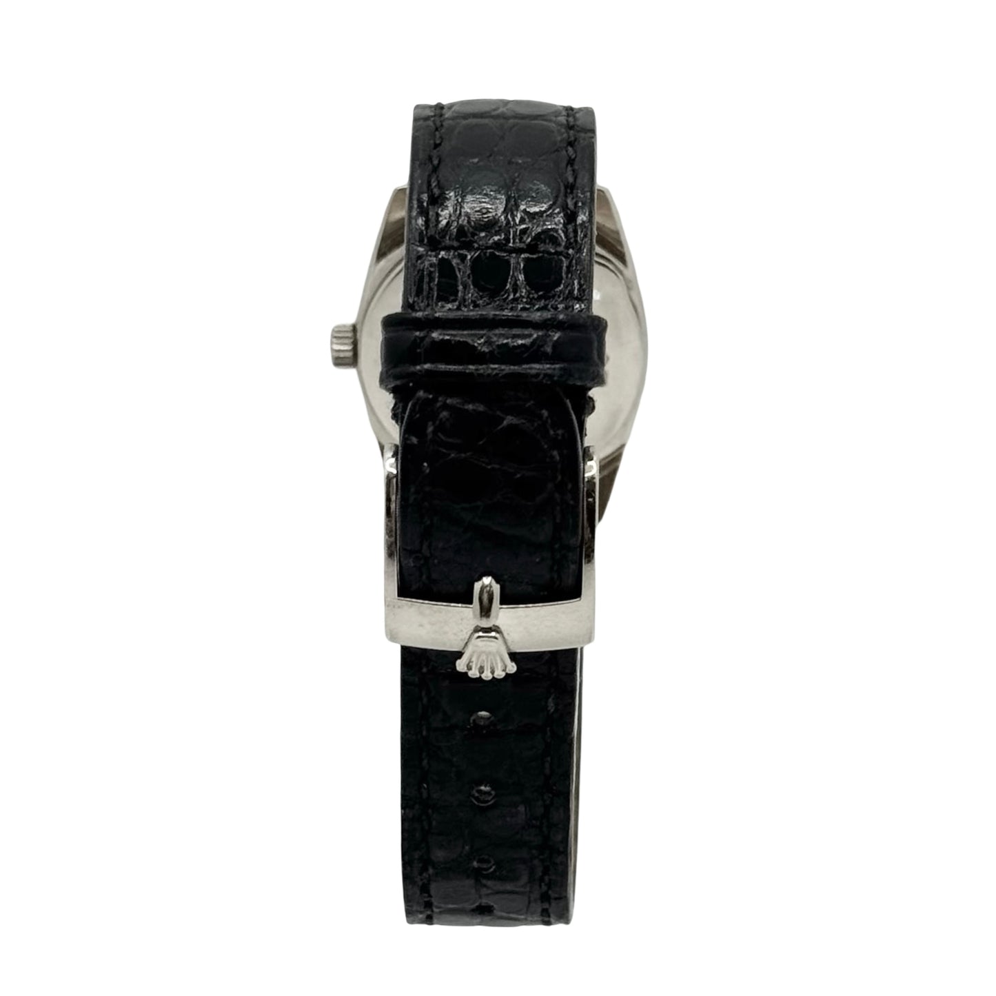 Rolex Cellini Danaos 18K White Gold White Dial Black Leather Strap 6229/9