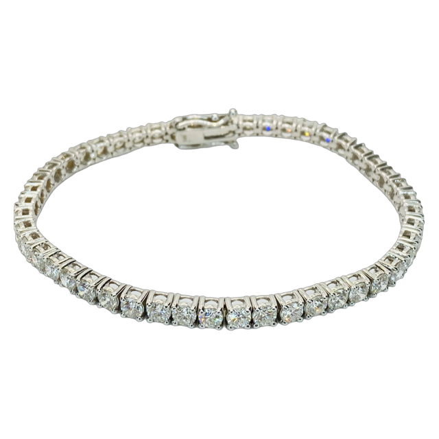 14K White Gold Diamond Tennis Bracelet 7.38 Carats F-G,VS