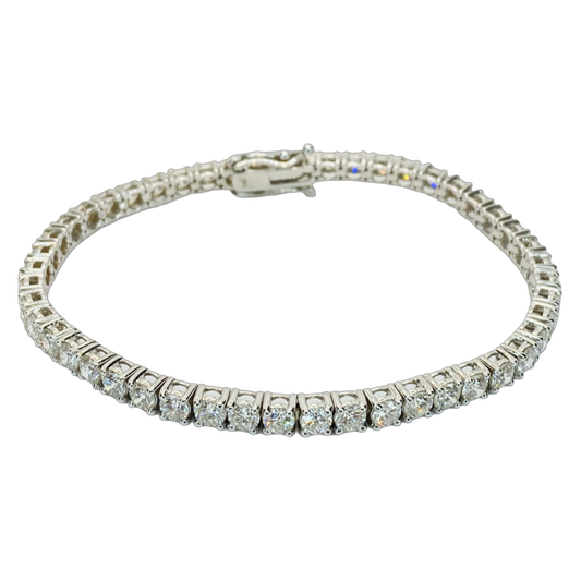 14K White Gold Diamond Tennis Bracelet 7.38 Carats F-G,VS