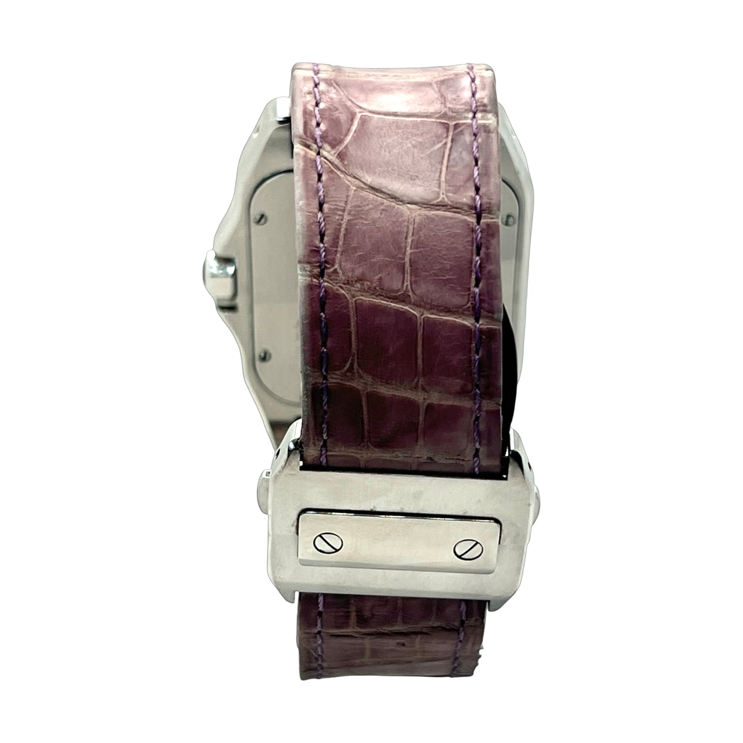 Cartier Santos 100 XL Automatic White Dial Stainless Steel Pink Strap 2656