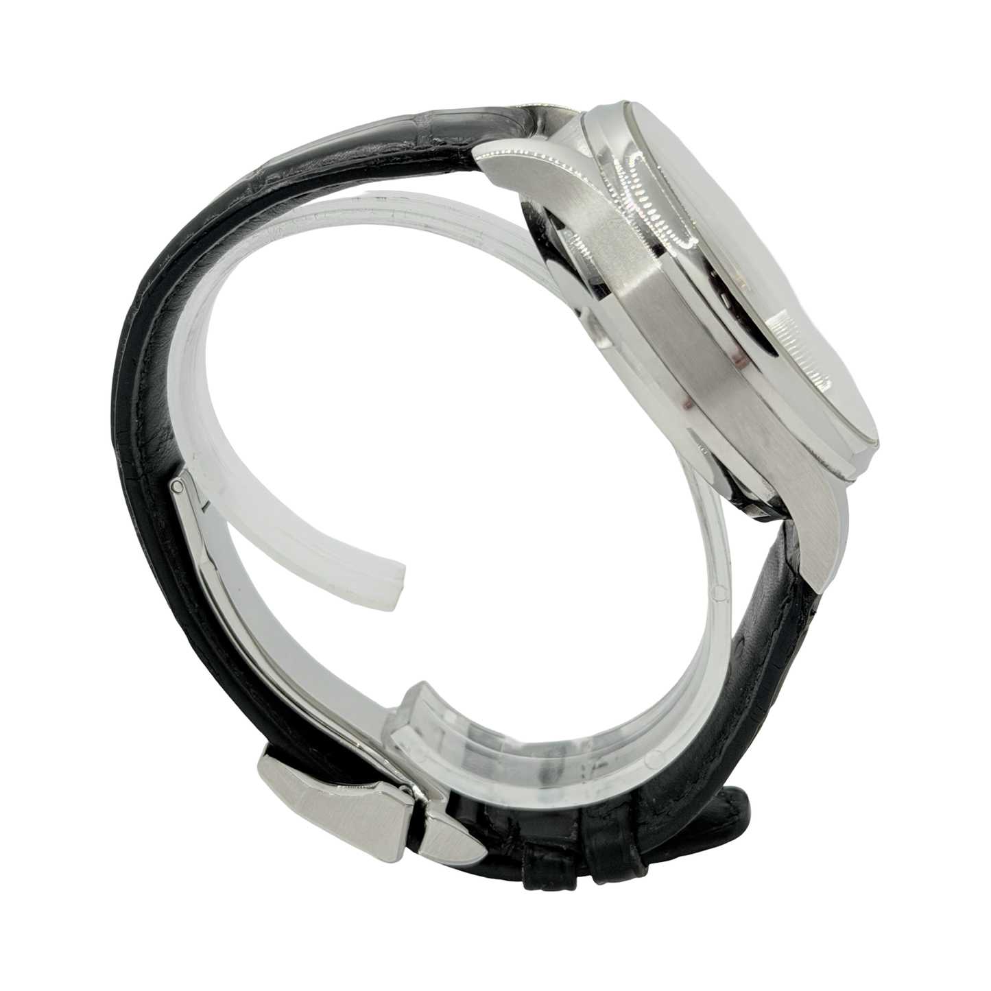 IWC Schaffhausen Portugieser 7 Day Power Reserve Silver Dial Black Leather Strap IW500114