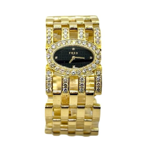 Fred Pretty Woman 18K Yellow Gold Quartz Watch With 3.50 Carats Diamonds FD032151