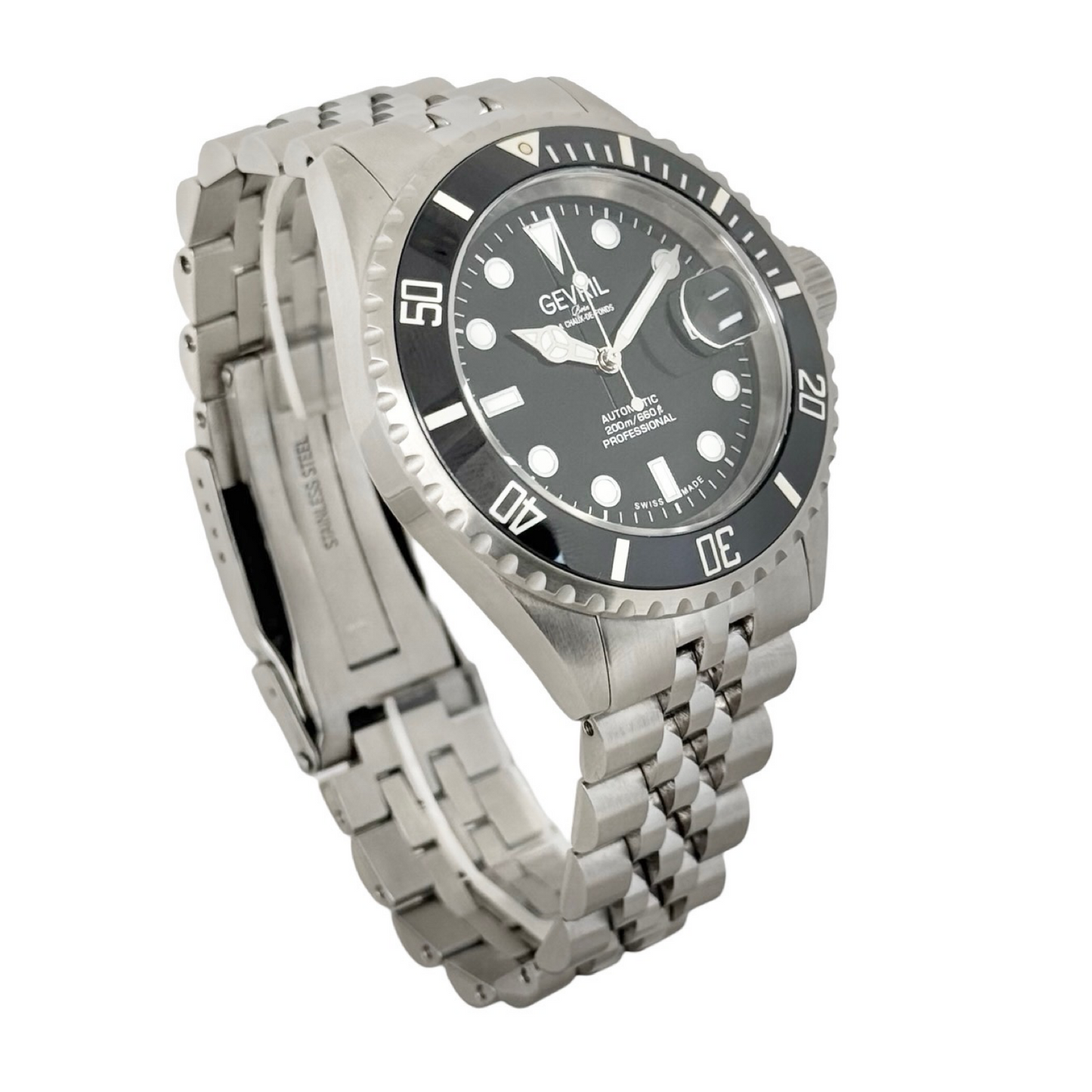 Gevril Wall Street Automatic Black Ceramic Bezel 4850B