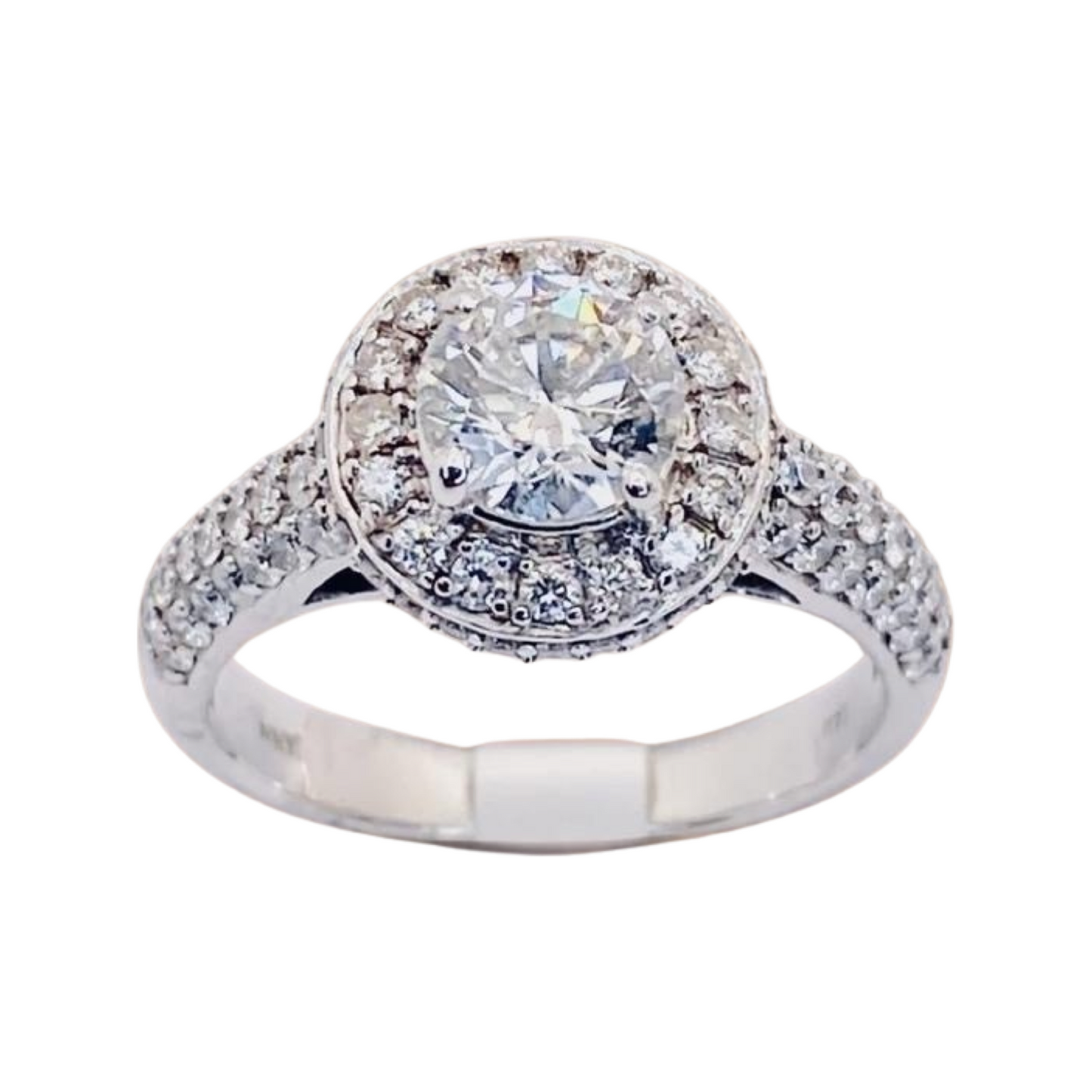 14K White Gold Round Diamond Halo Ring