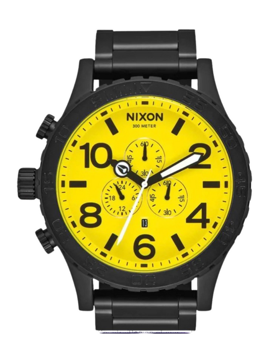 Nixon 51-30 All Black Yellow Dial A083 3132-00