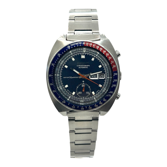 Seiko Pogue Chronograph Automatic Blue Dial Red/Blue Bezel Pre-Owned 6139-6002