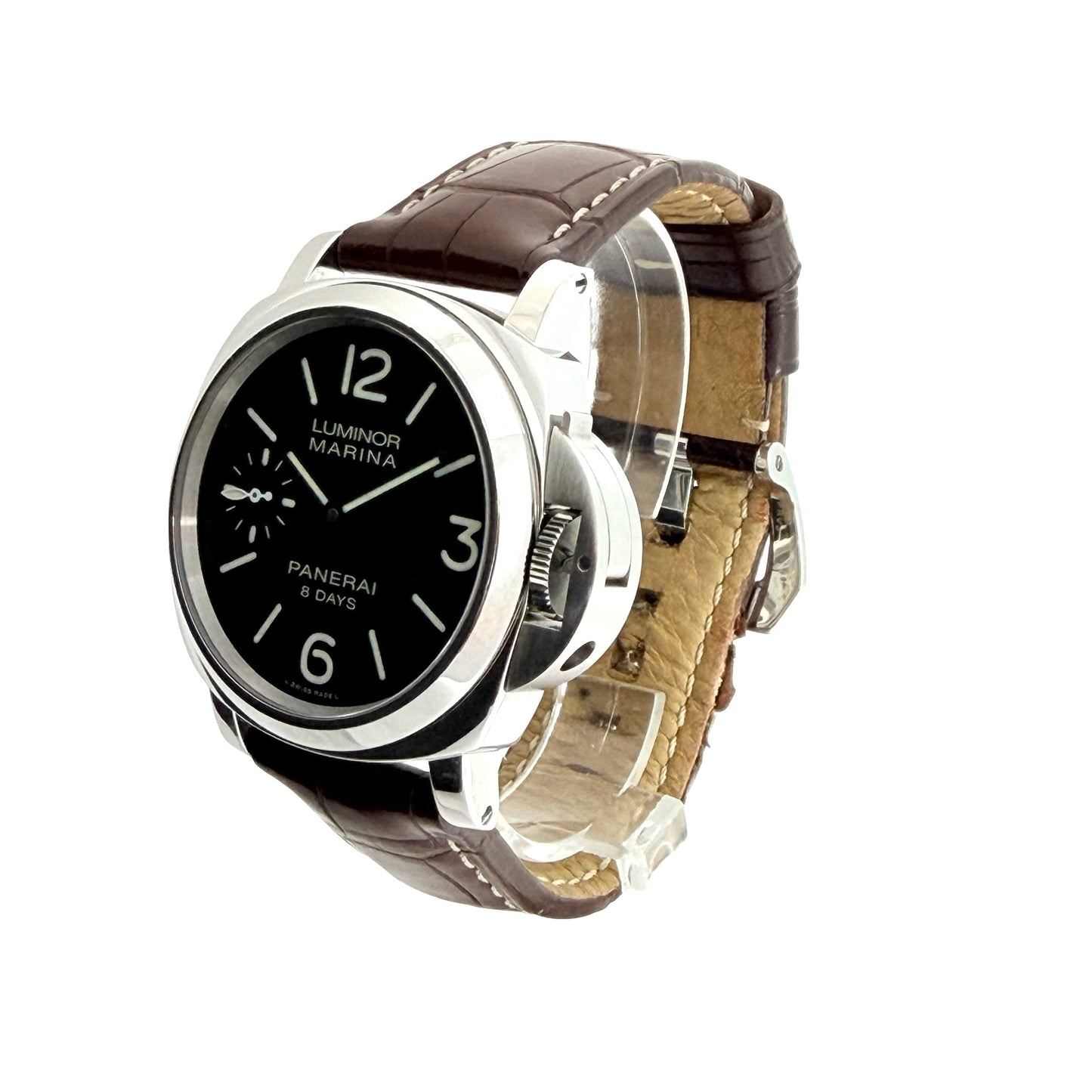 Panerai Luminor Marina 8 Days 44mm Manual Winding Black Dial Brown Strap OP6937