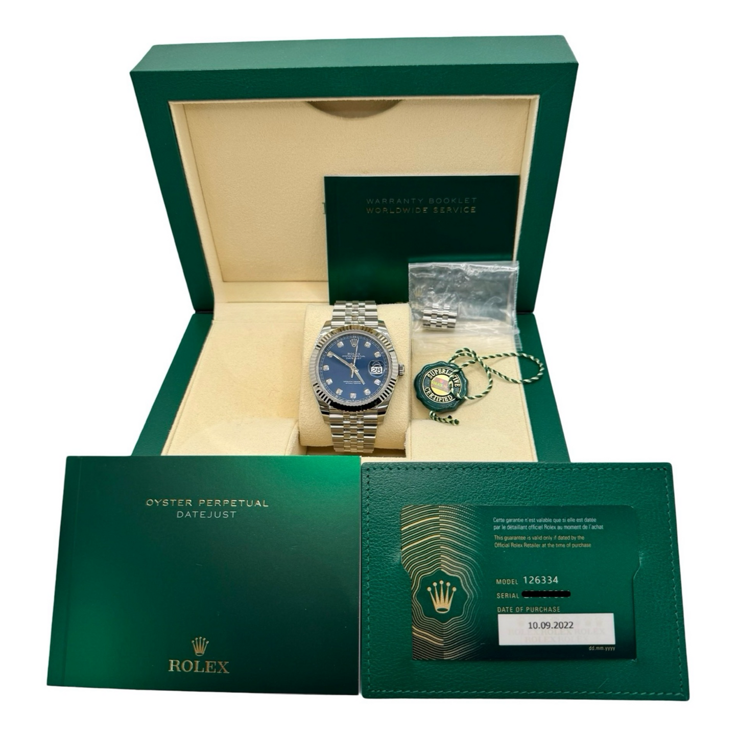 Rolex Oyster Perpetual Datejust 41 Oystersteel and White Gold Blue Diamond-Set Dial M126334-0016