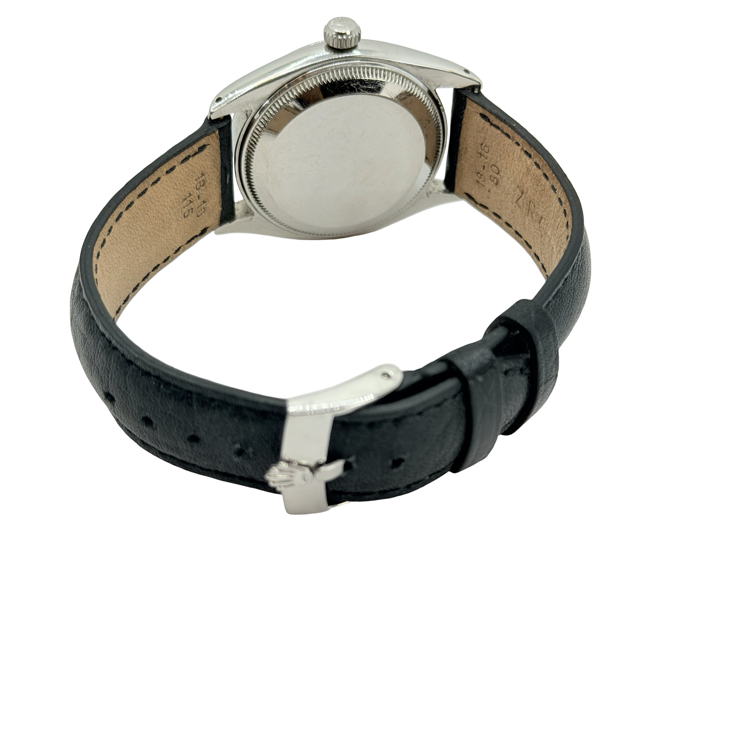 Rolex Oyster Perpetual 34mm White Dial Black Leather Strap Ref.6564 C.1957