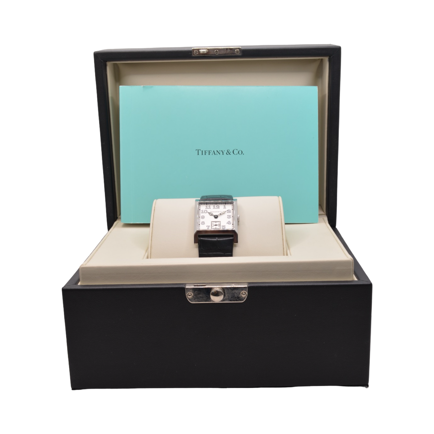 Tiffany & Co Square 27mm Manual Wind Limited Edition Stainless Steel Black Alligator Strap 63182680