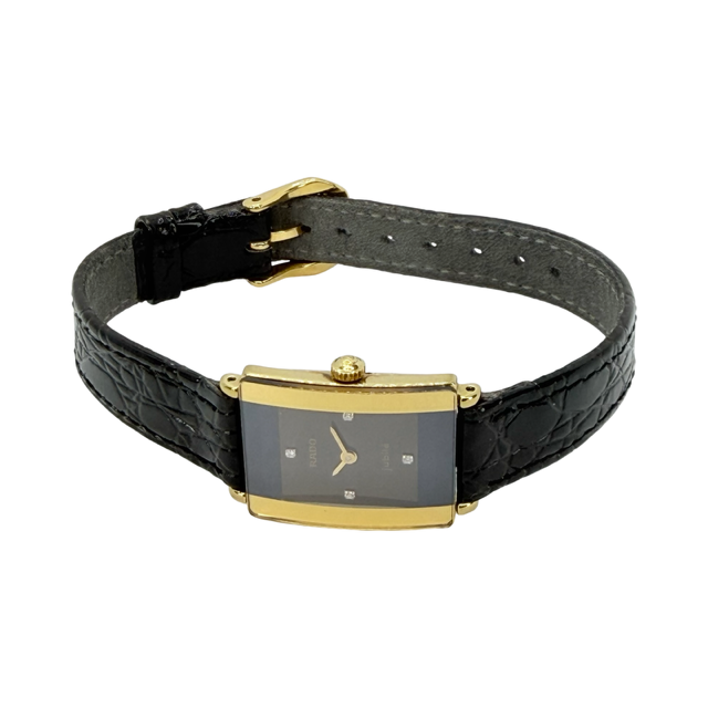 Rado Florence Jubilé Ladies Quartz 18K Gold and Steel Black/Gold Leather Strap 153.3606.2N