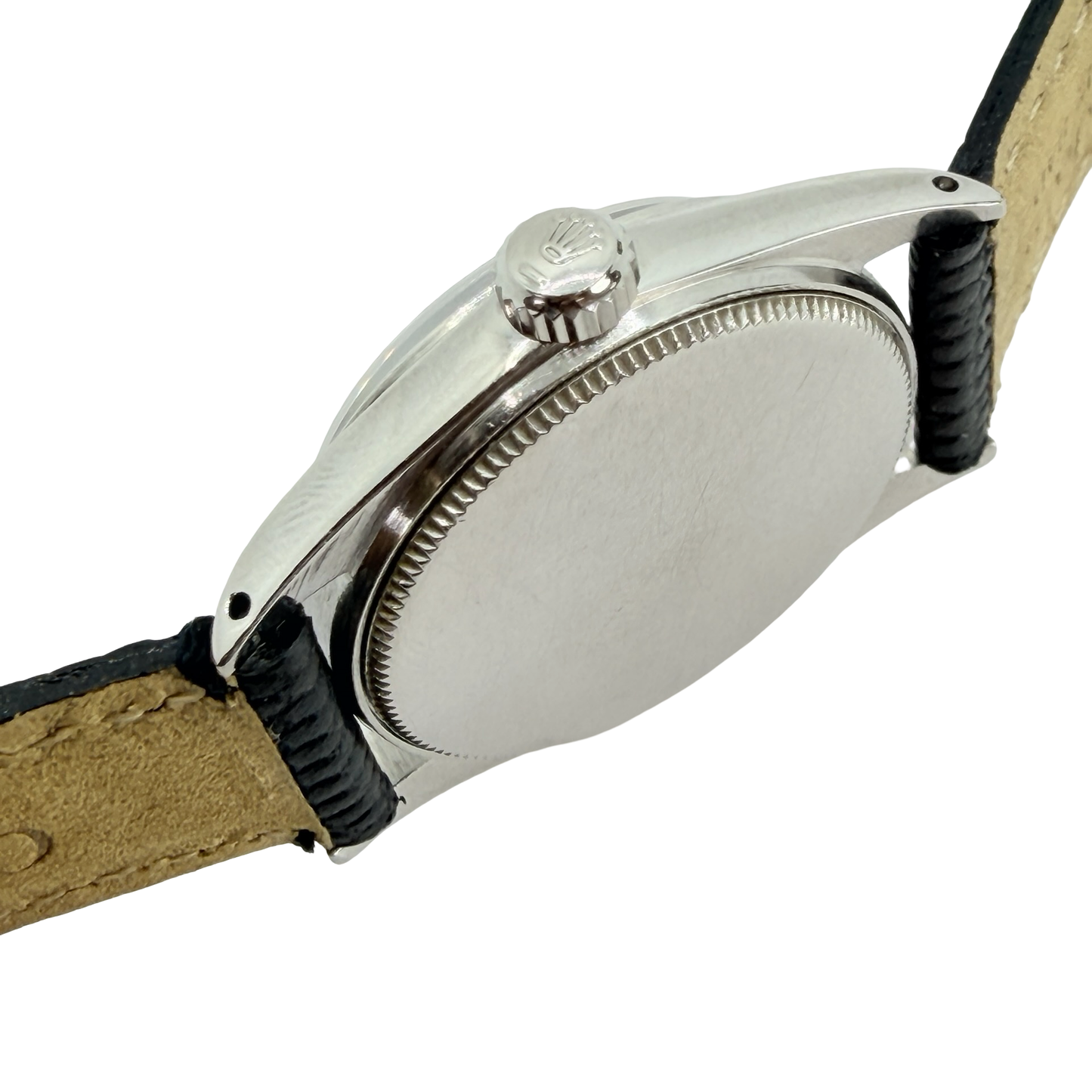 Rolex Oyster Speedking 30mm Silver Sunburt Dial Black Leather Strap Ref. 6430 C.1965