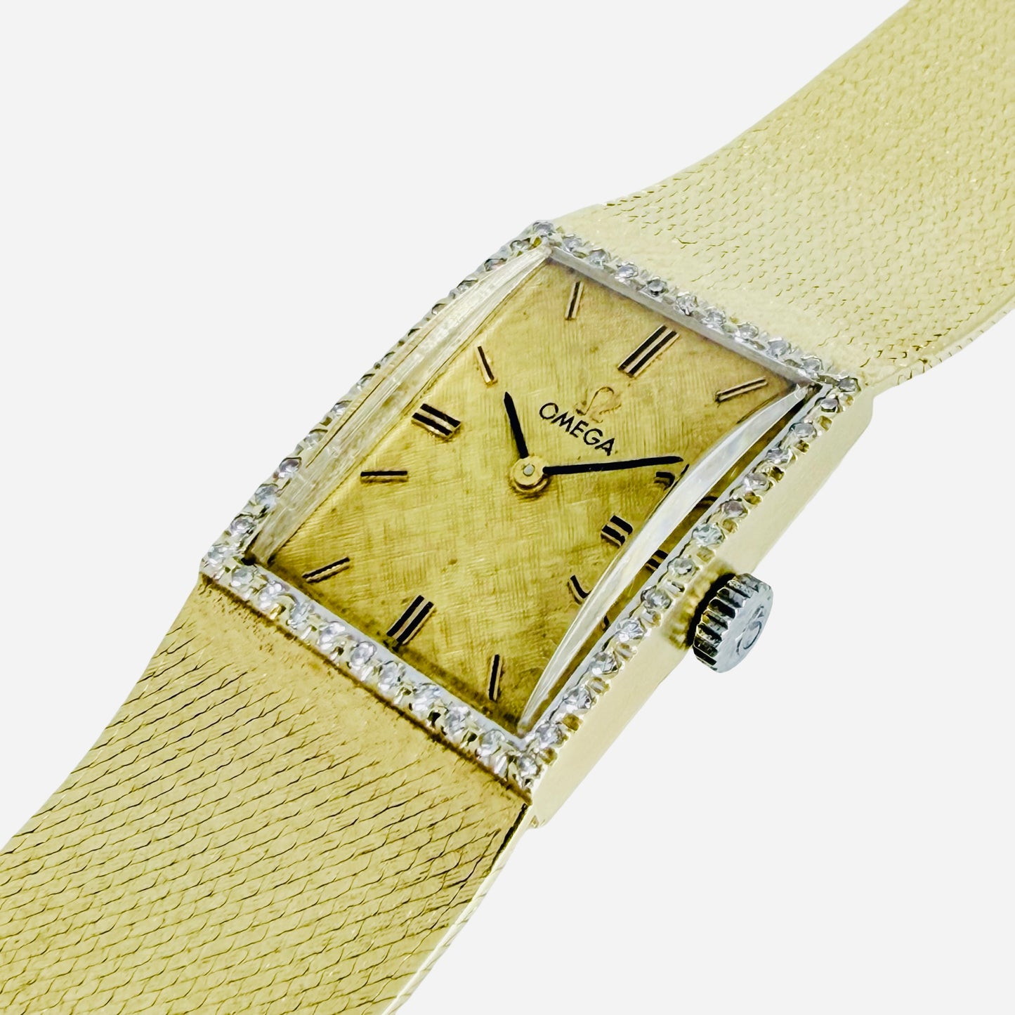 Omega Tank 14K Yellow Gold Manual Wind Diamond Bezel DD6846