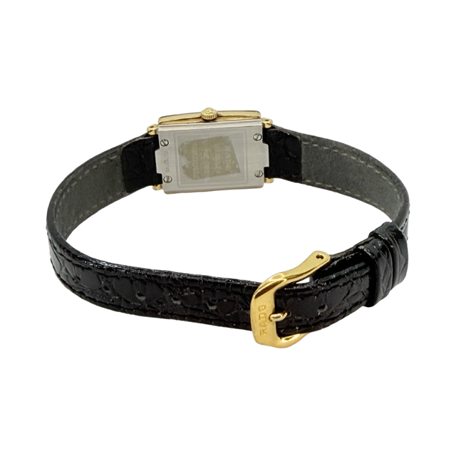 Rado Florence Jubilé Ladies Quartz 18K Gold and Steel Black/Gold Leather Strap 153.3606.2N