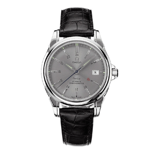 Omega De Ville Automatic GMT Co-Axial Escapement Chronometer Grey Dial Black Strap 4833.41.31