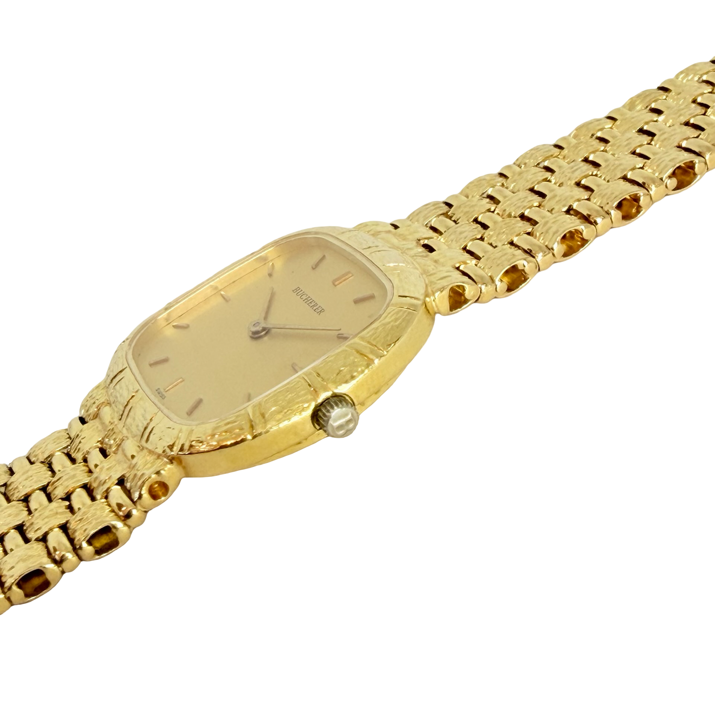 Bucherer Women's Cushion Bark 18K Yellow Gold Quartz with Bark Integrated Bracelet 8325-5