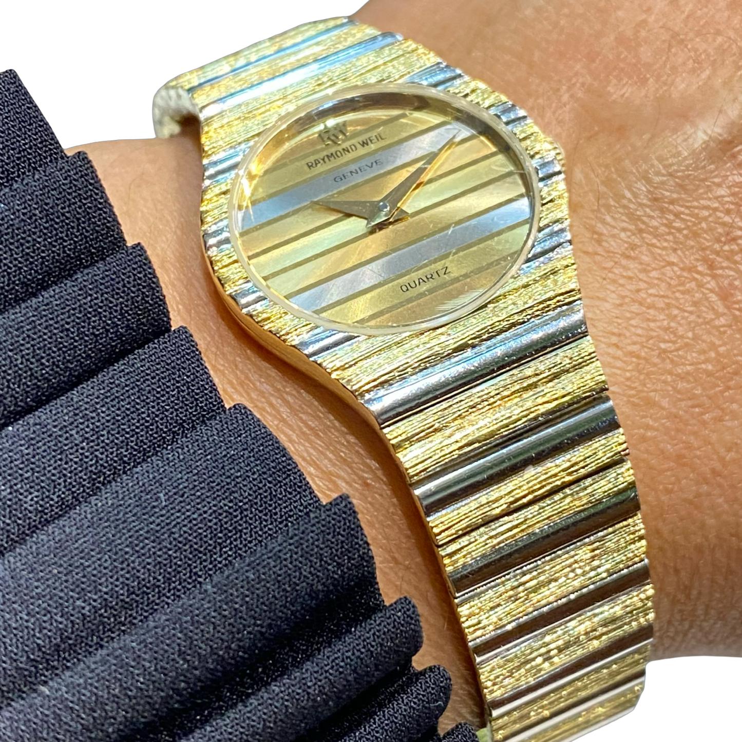 Raymond Weil Polo Geneve 18K Gold Electroplated Tri Color Dial 25mm Quartz Watch 9022