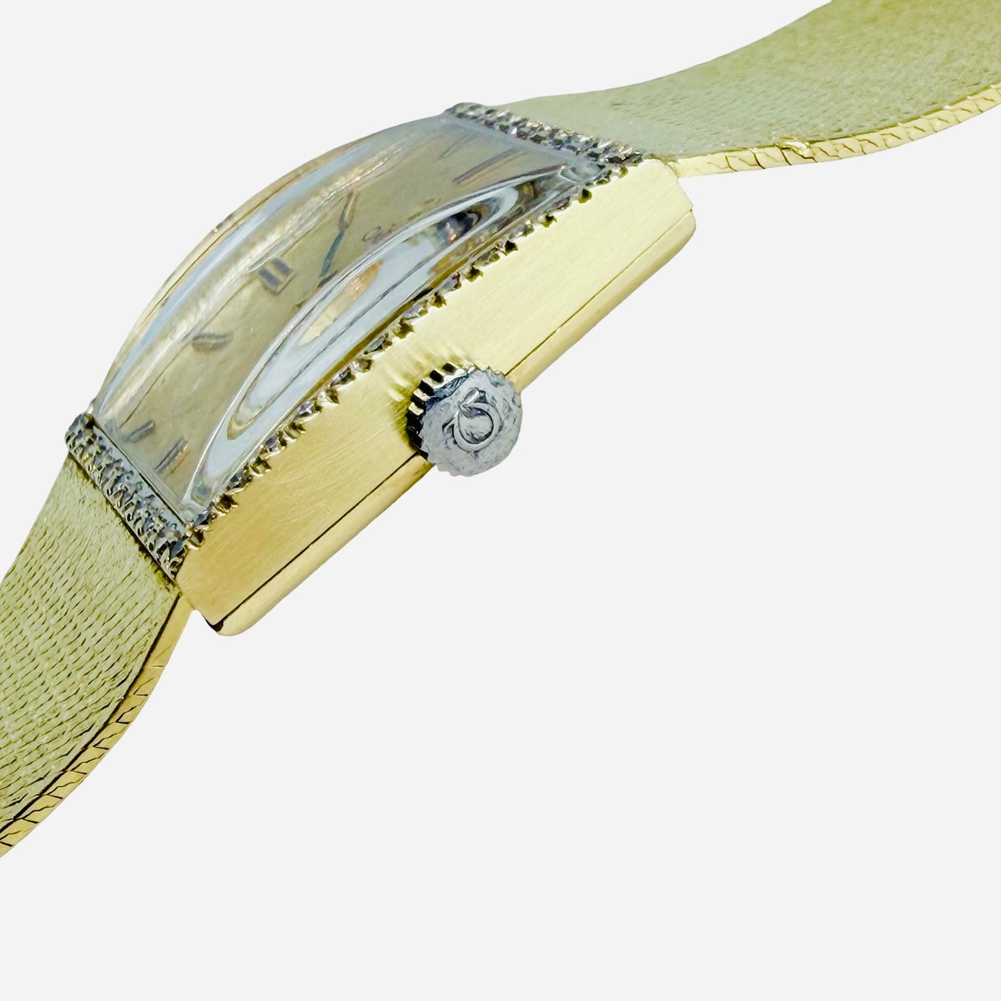 Omega Tank 14K Yellow Gold Manual Wind Diamond Bezel DD6846
