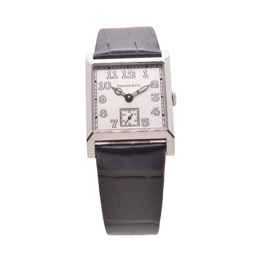 Tiffany & Co Square 27mm Manual Wind Limited Edition Stainless Steel Black Alligator Strap 63182680