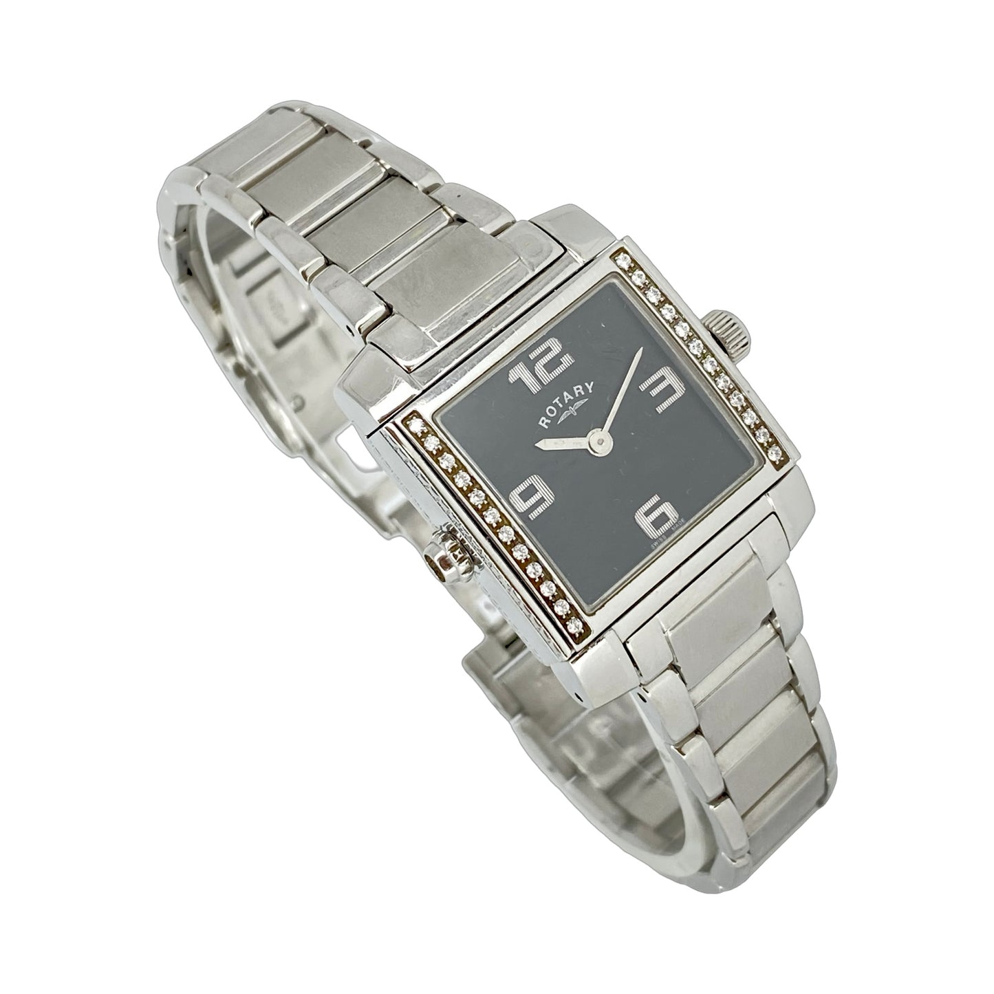 Rotary Revelation Reverso Dual Face White MOP/Black Dial Crystal Bezel Quartz Watch Ref LS02901/07/19