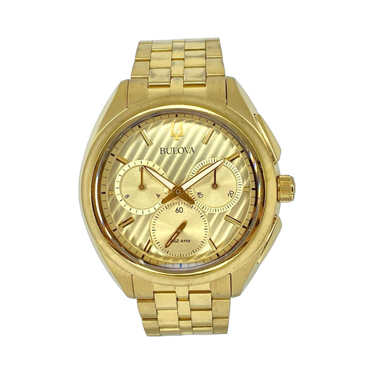 Bulova Curv Quartz Chronograph Gold Tone  45mm 97A125 Pre-Owned