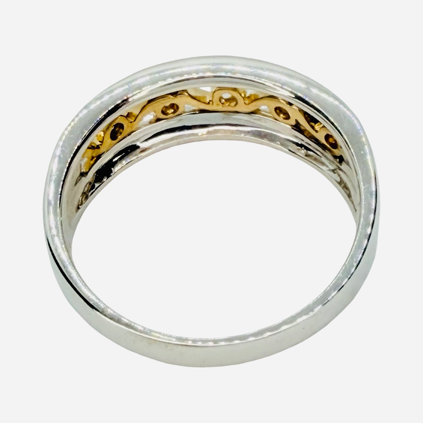 14K White Gold/ Yellow Gold Diamond Band Ring 0.75 Carat