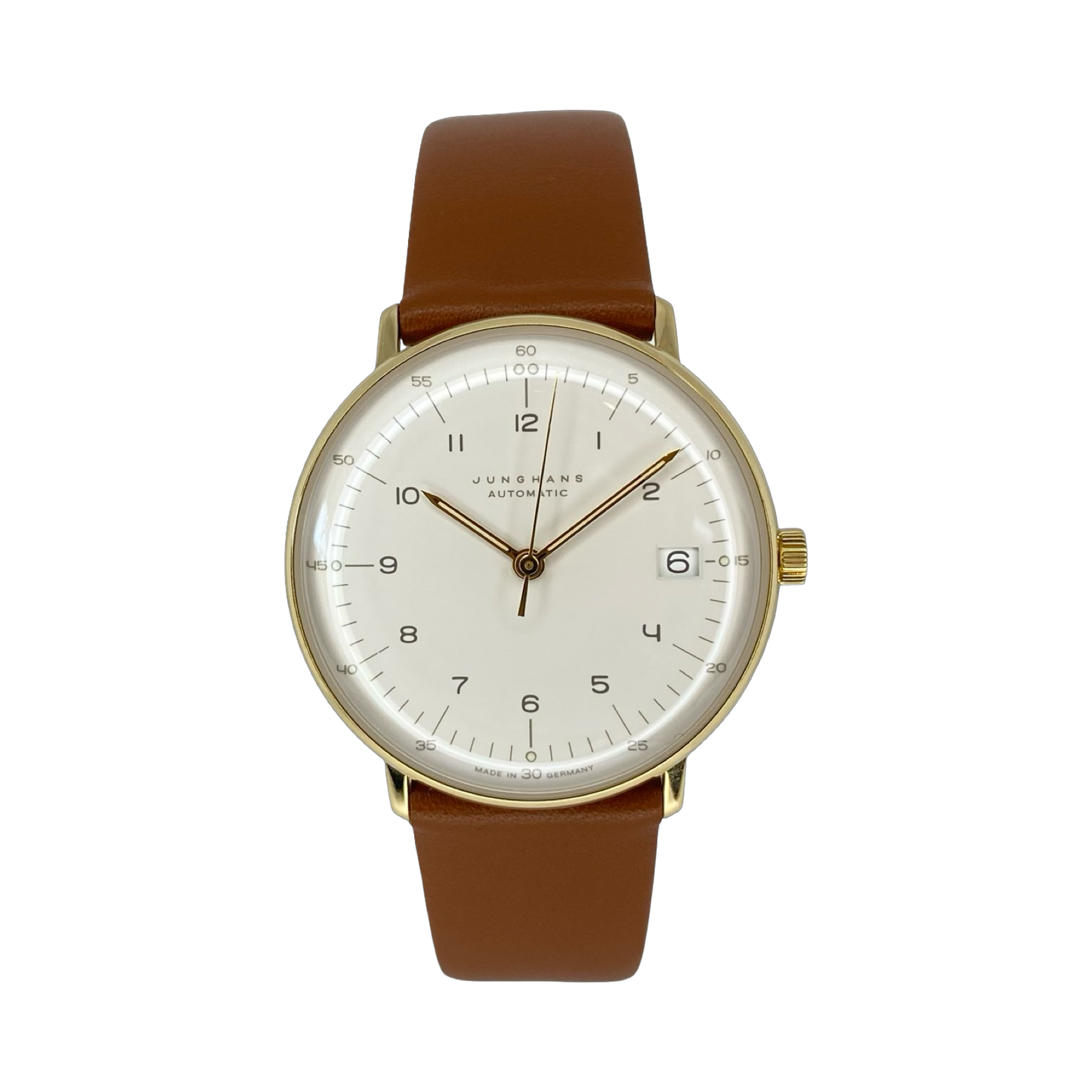 Junghans  Max Bill Automatic Date 34mm Silver Dial Brown Leather  27/7108.02