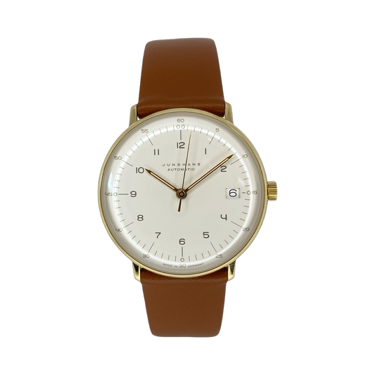 Junghans  Max Bill Automatic Date 34mm Silver Dial Brown Leather  27/7108.02