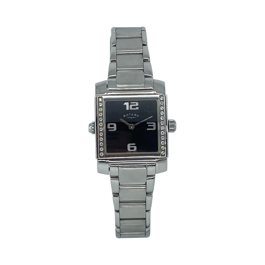 Rotary Revelation Reverso Dual Face White MOP/Black Dial Crystal Bezel Quartz Watch Ref LS02901/07/19